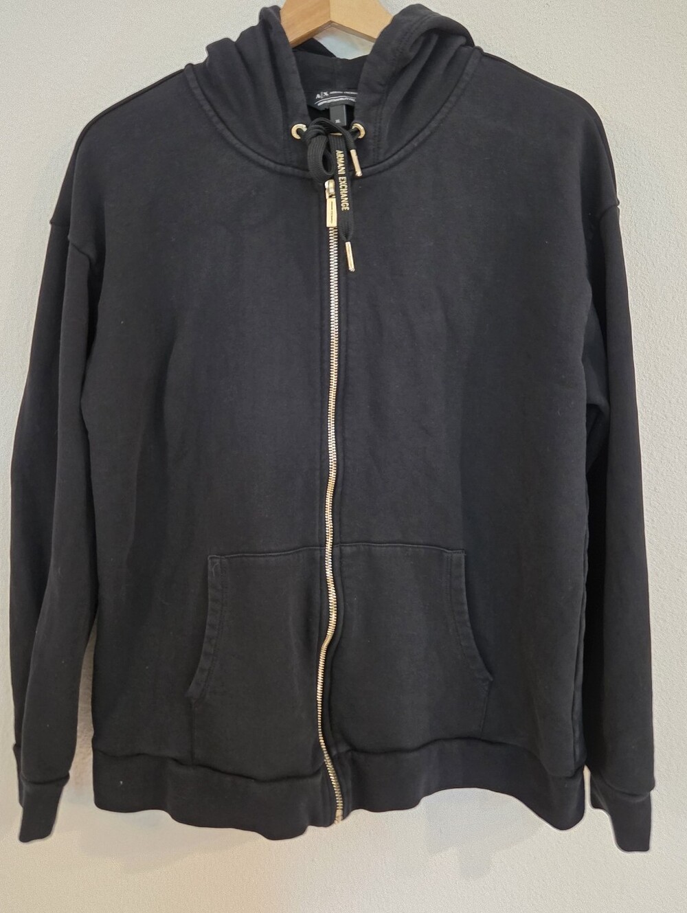 Armani Exchange Black Zip Up Long Sleeve Hoodie Sweater XL